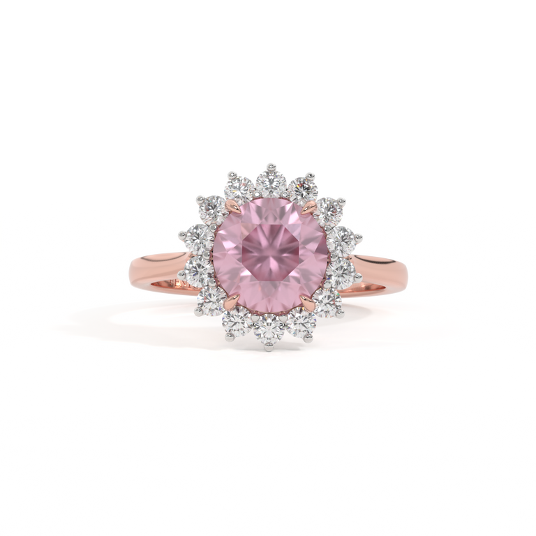 Star Round Pink Sapphire 18K Rose Gold Ring