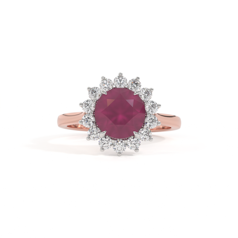 Star Round Ruby 18K Rose Gold Ring
