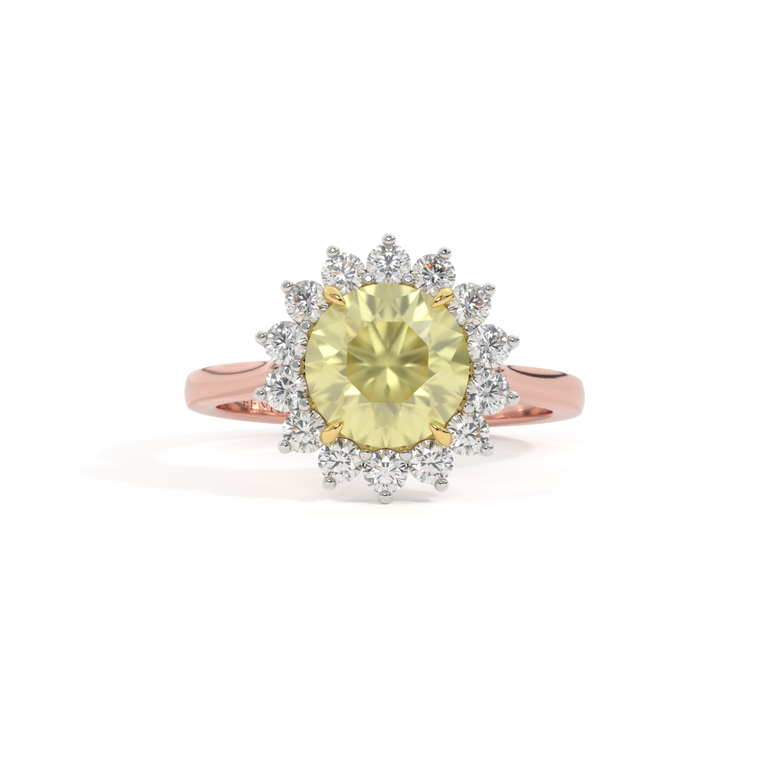Star Round Yellow Sapphire 18K Rose Gold Ring