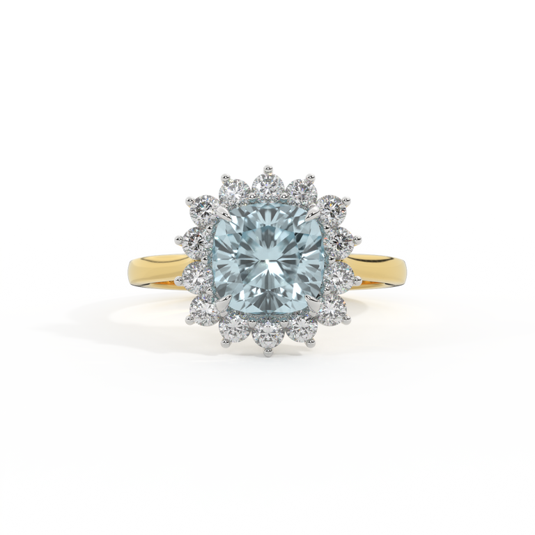 Star Cushion Aquamarine 18K Yellow Gold Ring