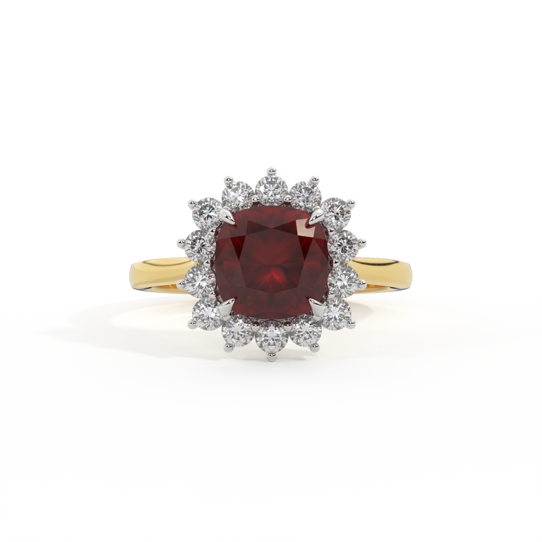 Star Cushion Garnet 18K Yellow Gold Ring