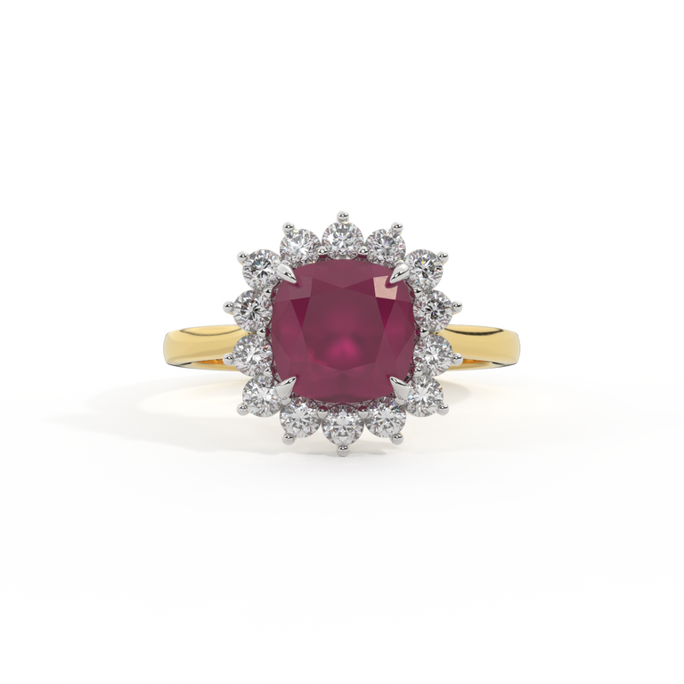 Star Cushion Ruby 18K Yellow Gold Ring