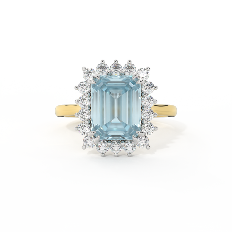 Treasure Box Star Emerald Aquamarine 18K Yellow Gold Bigger