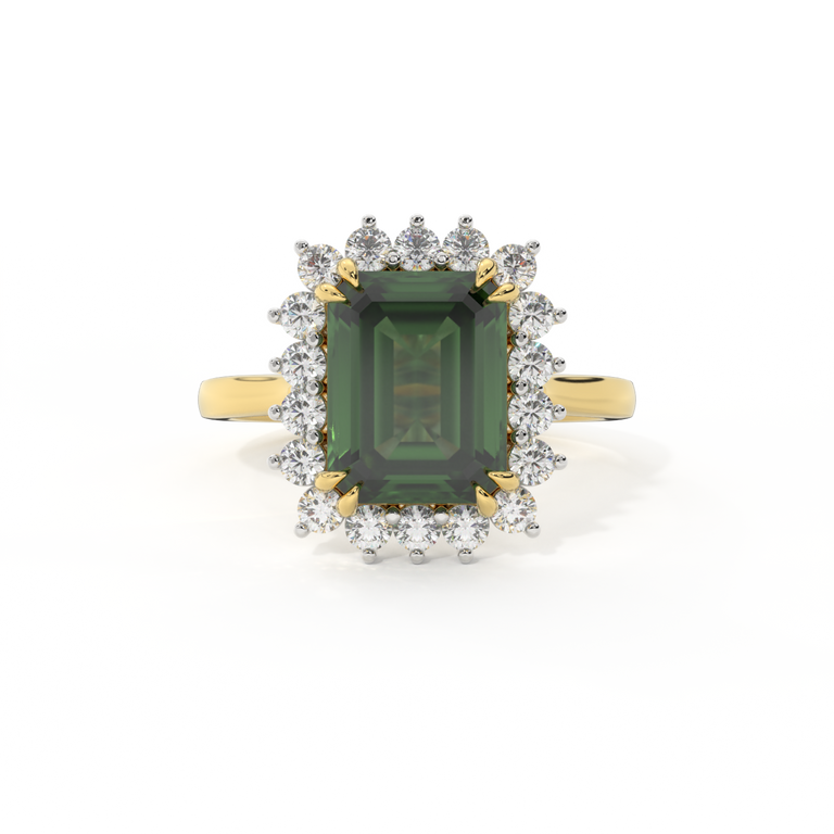 Star Emerald Green Sapphire 18K Yellow Gold Ring