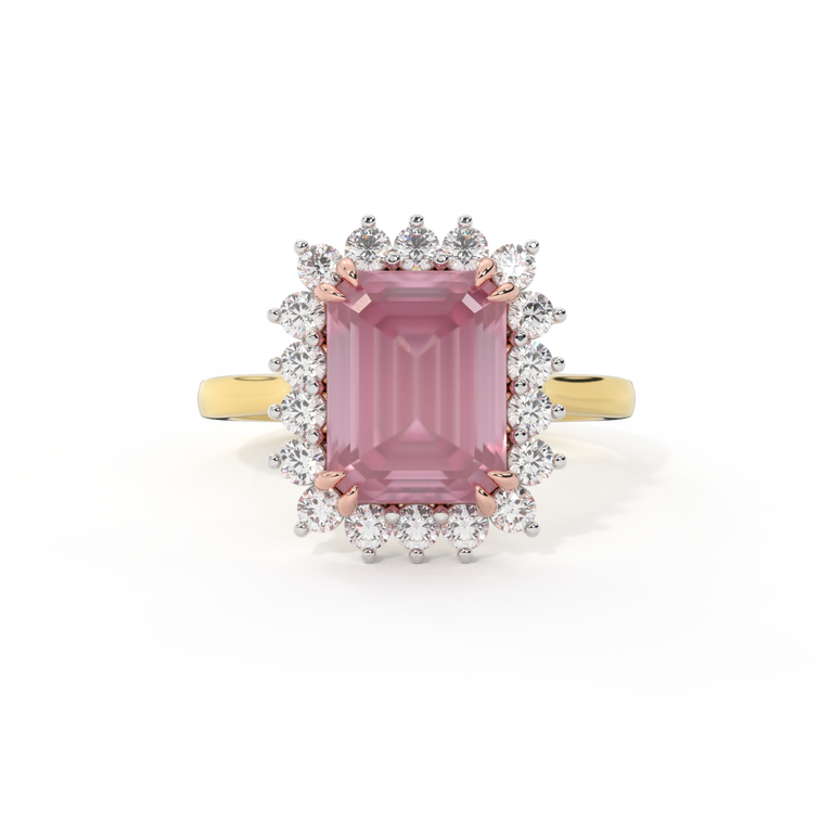 Star Emerald Pink Sapphire 18K Yellow Gold Ring