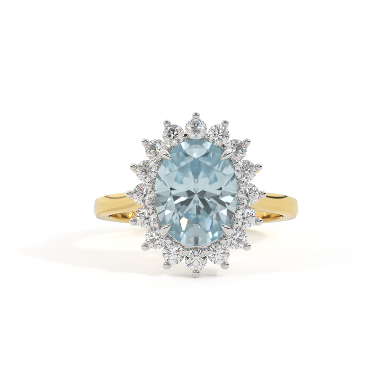 Star Oval Aquamarine 18K Yellow Gold Ring