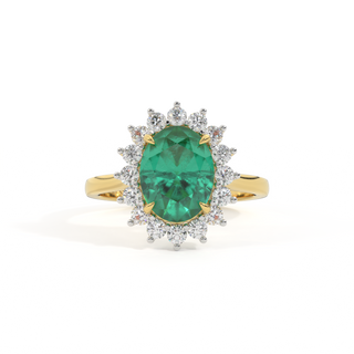 Star Oval Emerald 18K Yellow Gold Ring