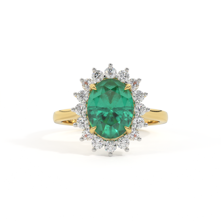 Star Oval Emerald 18K Yellow Gold Ring