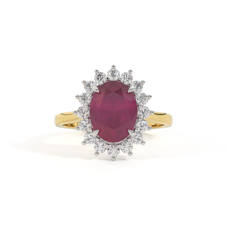 Star Oval Ruby 18K Yellow Gold Ring