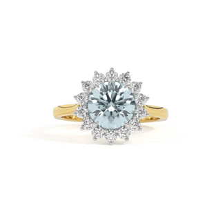Star Round Aquamarine 18K Yellow Gold Ring