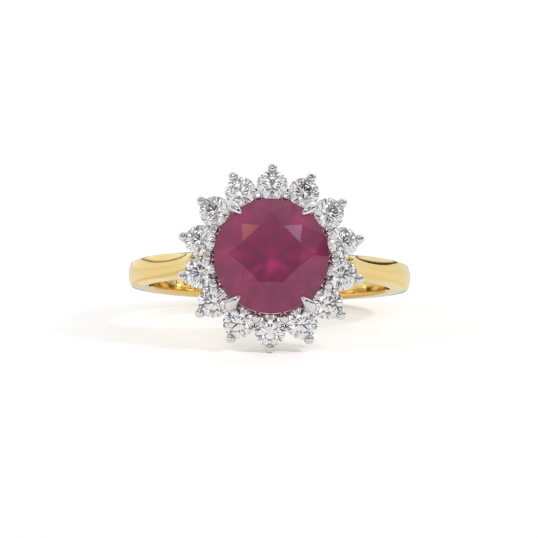 Star Round Ruby 18K Yellow Gold Ring