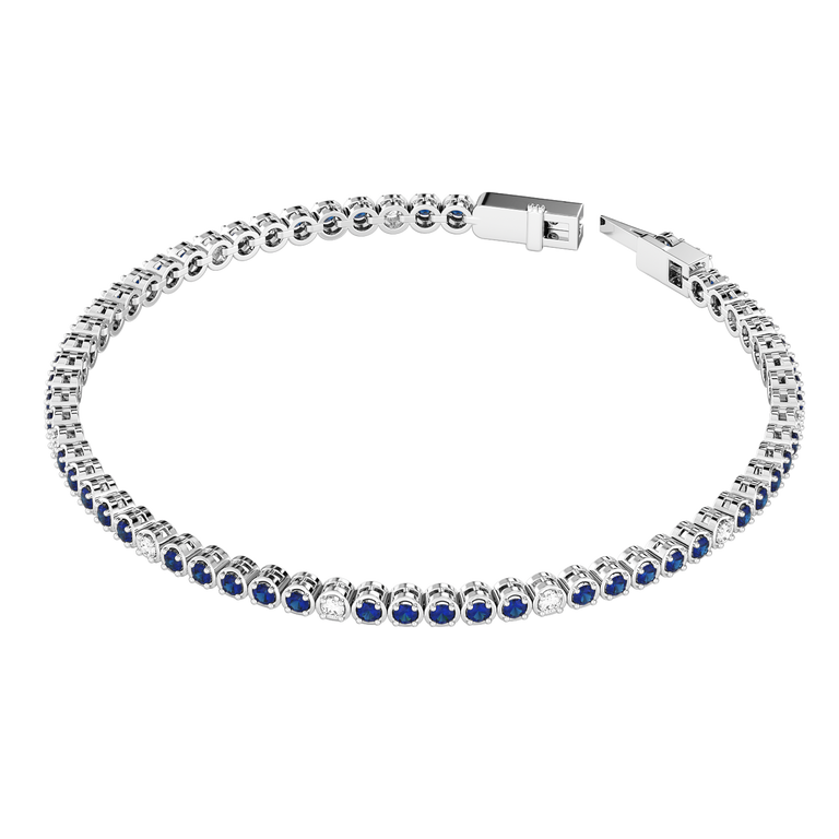 Treasure Box Tennis Bracelet Blue Sapphire 18k White Gold