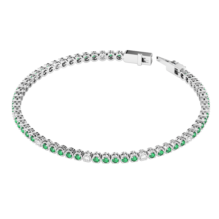 Treasure Box Emerald and Diamond Tennis Bracelet 18k White Gold