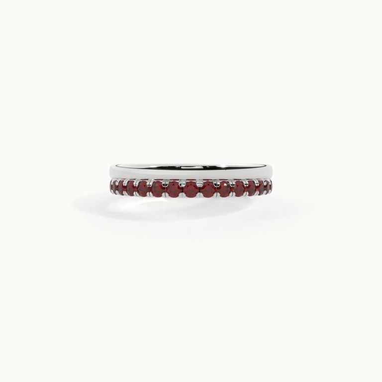 The Juliet Band, Garnet, 18K White Gold Ring