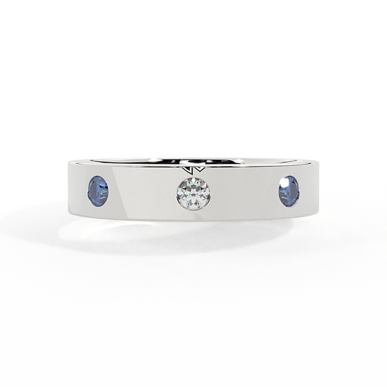 The Three Stone, Blue Sapphire, Platinum
