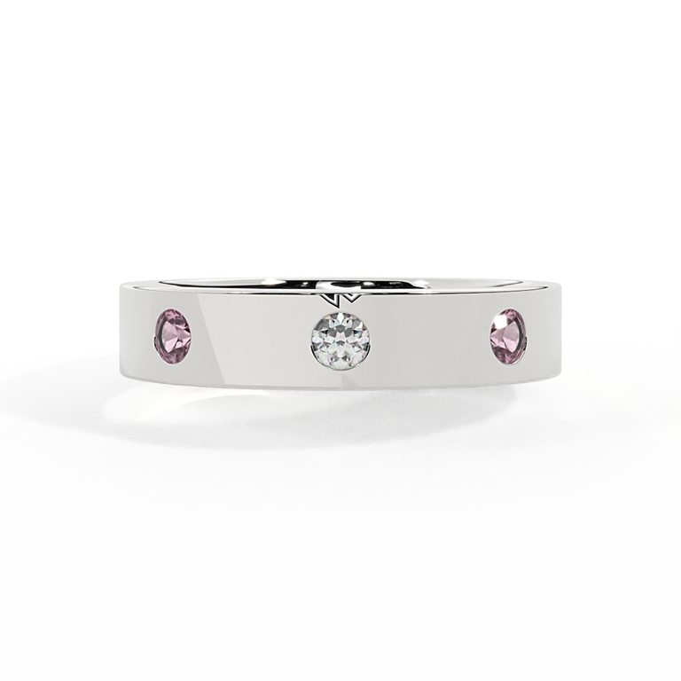The Three Stone, Pink Sapphire, Platinum