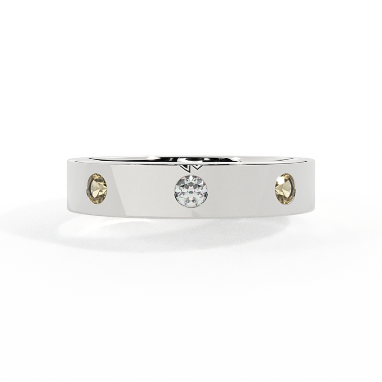 The Three Stone, Yellow Sapphire, Platinum