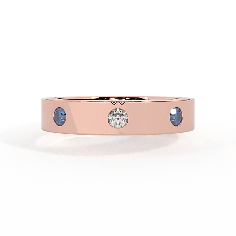 The Three Stone, Blue Sapphire, 18K Rose Gold