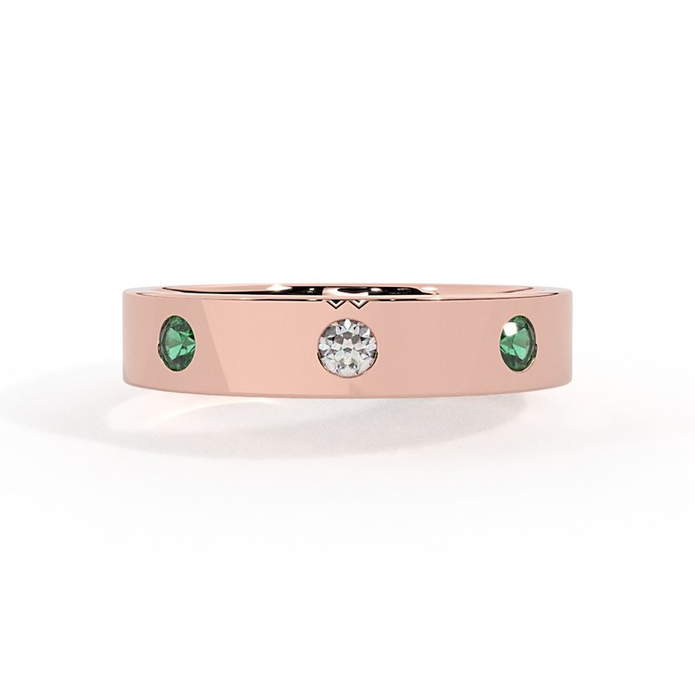 The Three Stone, Emerald, 18K Rose Gold