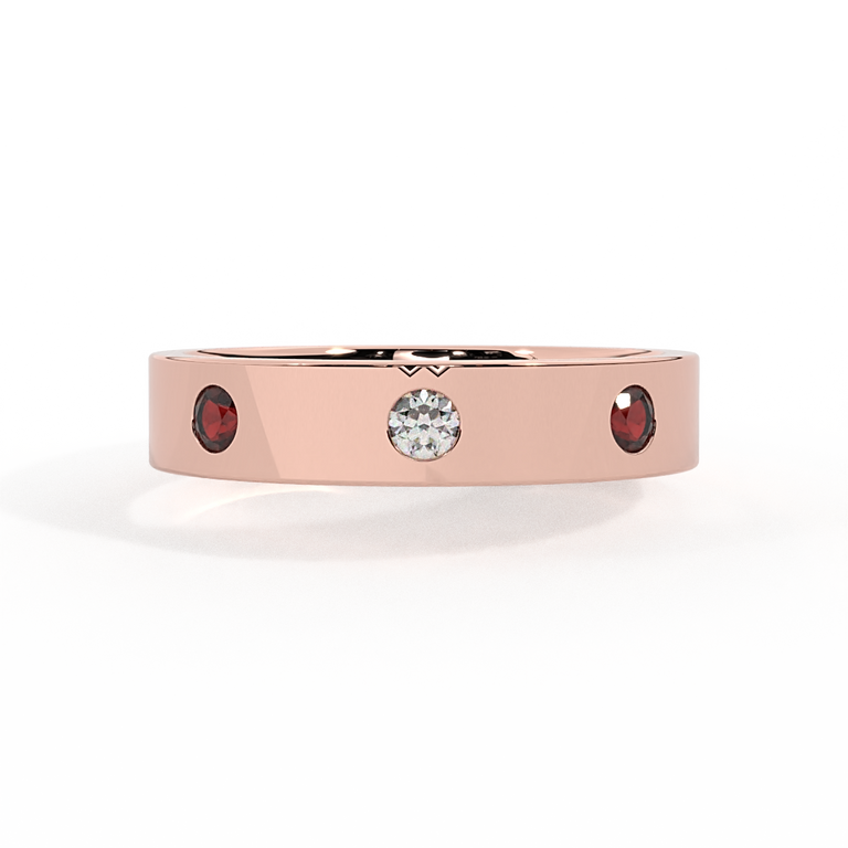 The Three Stone, Garnet, 18K Rose Gold