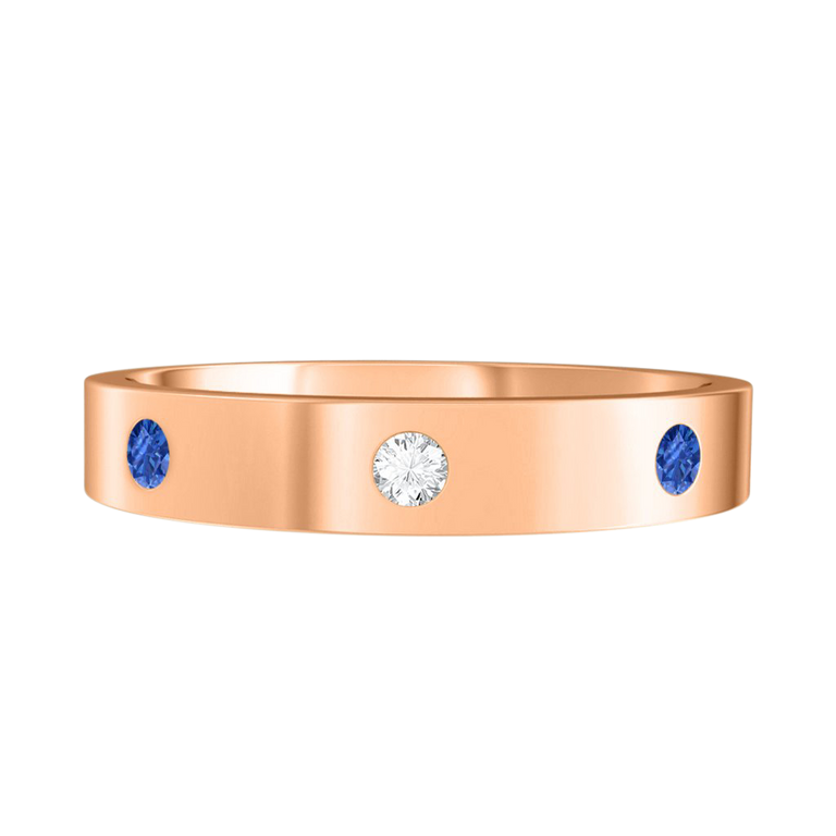The Three Stone, Blue Sapphire, 18K Rose Gold