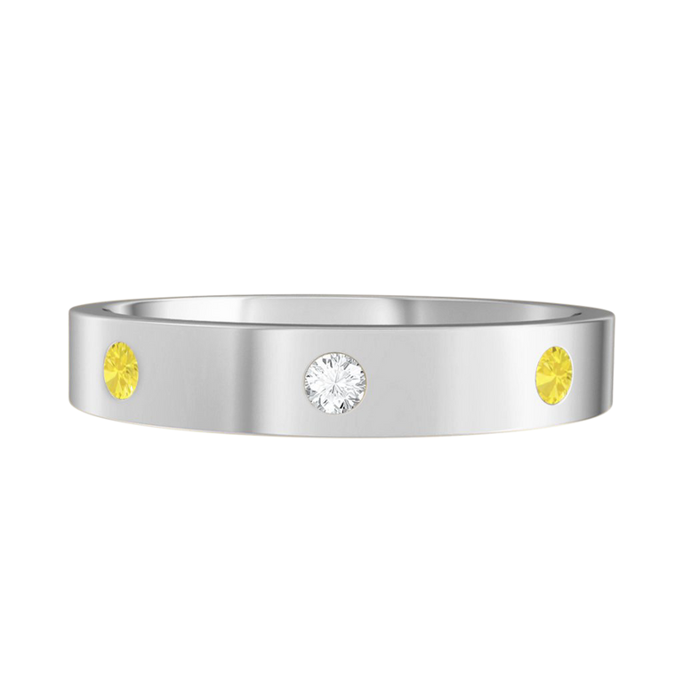 The Three Stone, Yellow Sapphire, 18K White Gold