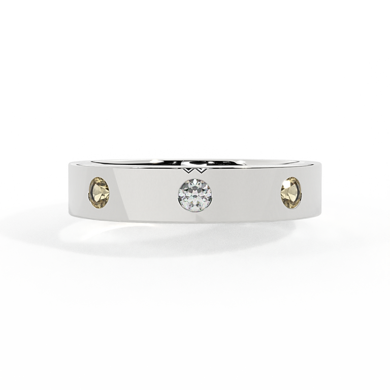 The Three Stone, Yellow Sapphire, 18K White Gold