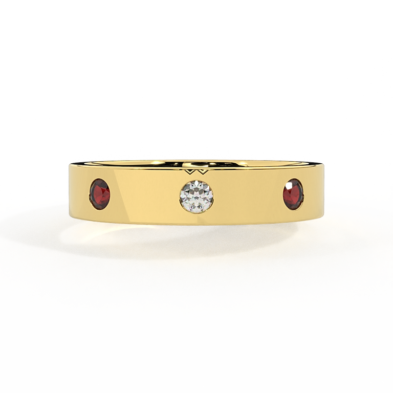 The Three Stone, Garnet, 18K Yellow Gold