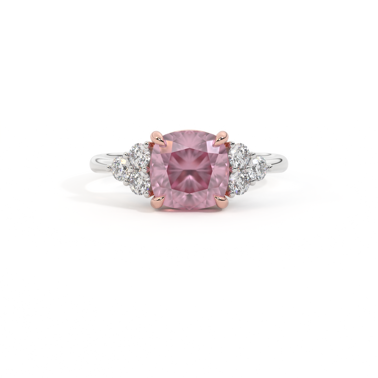 Trefoil Cushion Pink Sapphire Platinum Ring