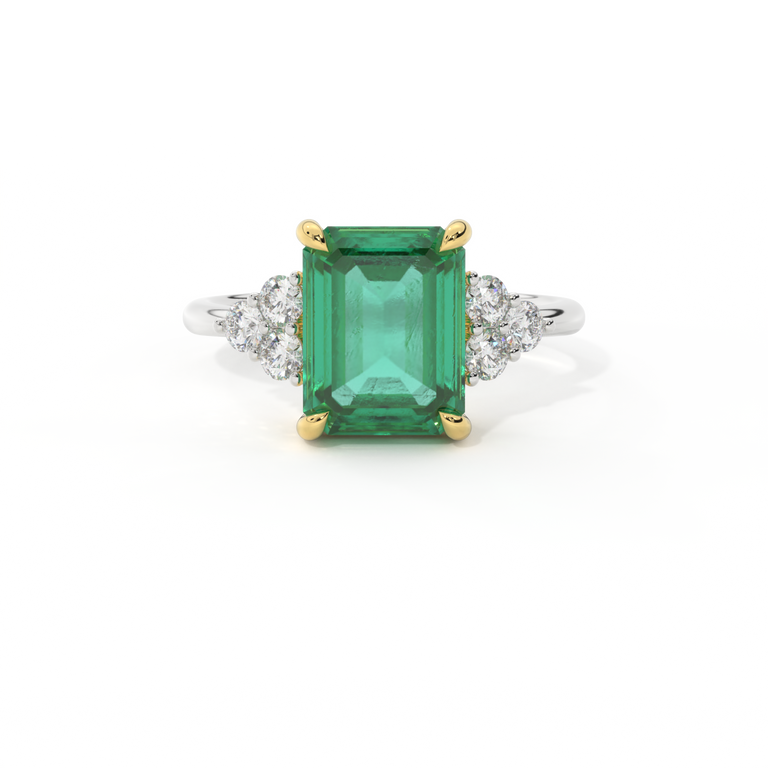 Trefoil Emerald Emerald Platinum Ring