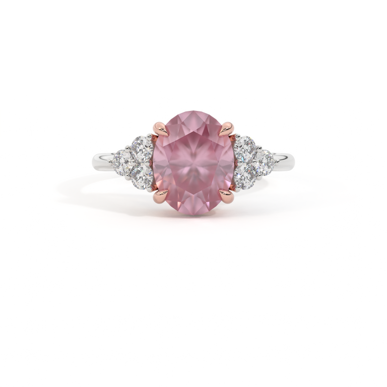 Trefoil Oval Pink Sapphire Platinum Ring