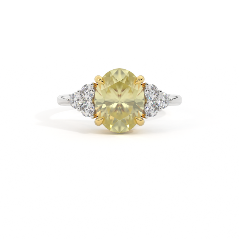 Trefoil Oval Yellow Sapphire Platinum Ring