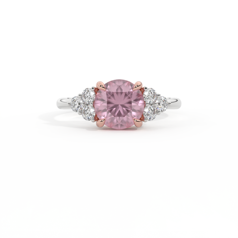 Trefoil Round Pink Sapphire Platinum Ring