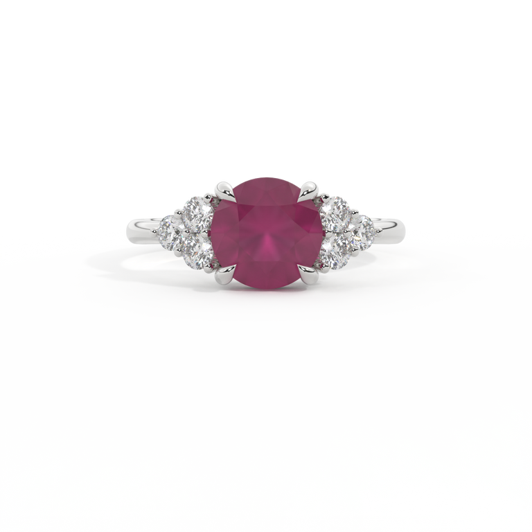 Trefoil Round Ruby Platinum Ring