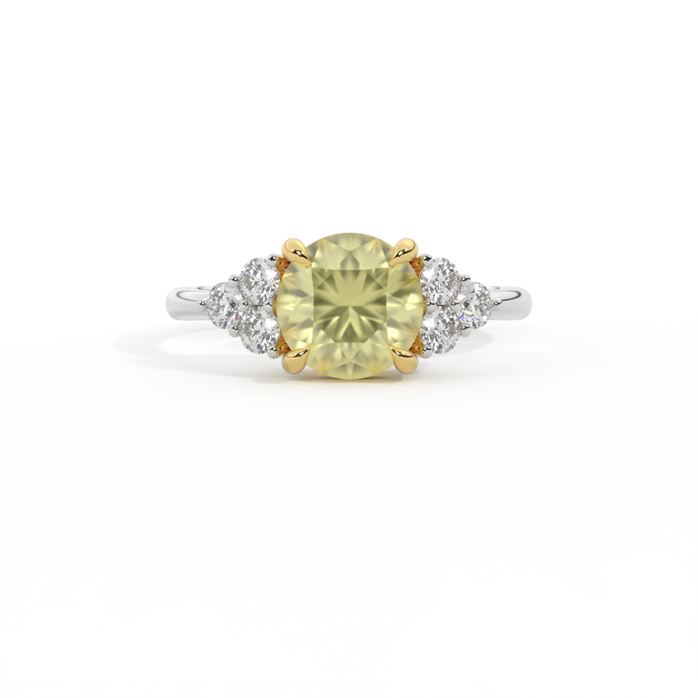 Trefoil Round Yellow Sapphire Platinum Ring