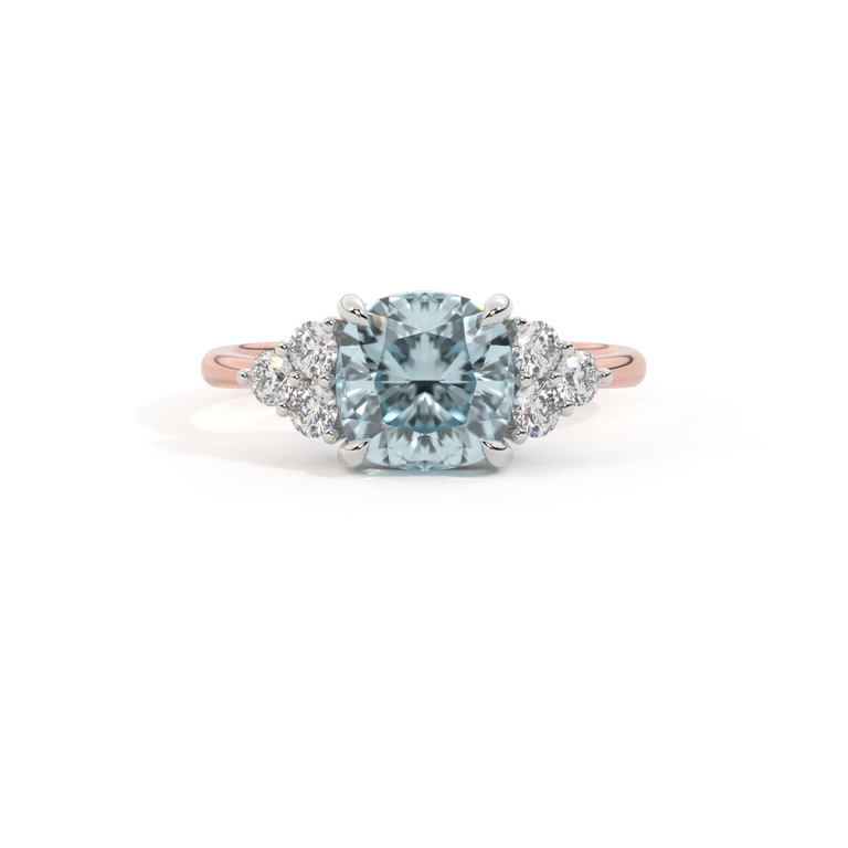Trefoil Cushion Aquamarine 18K Rose Gold Ring