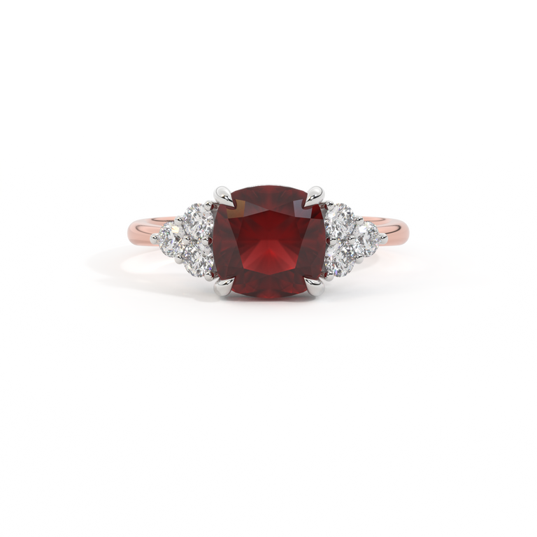 Trefoil Cushion Garnet 18K Rose Gold Ring
