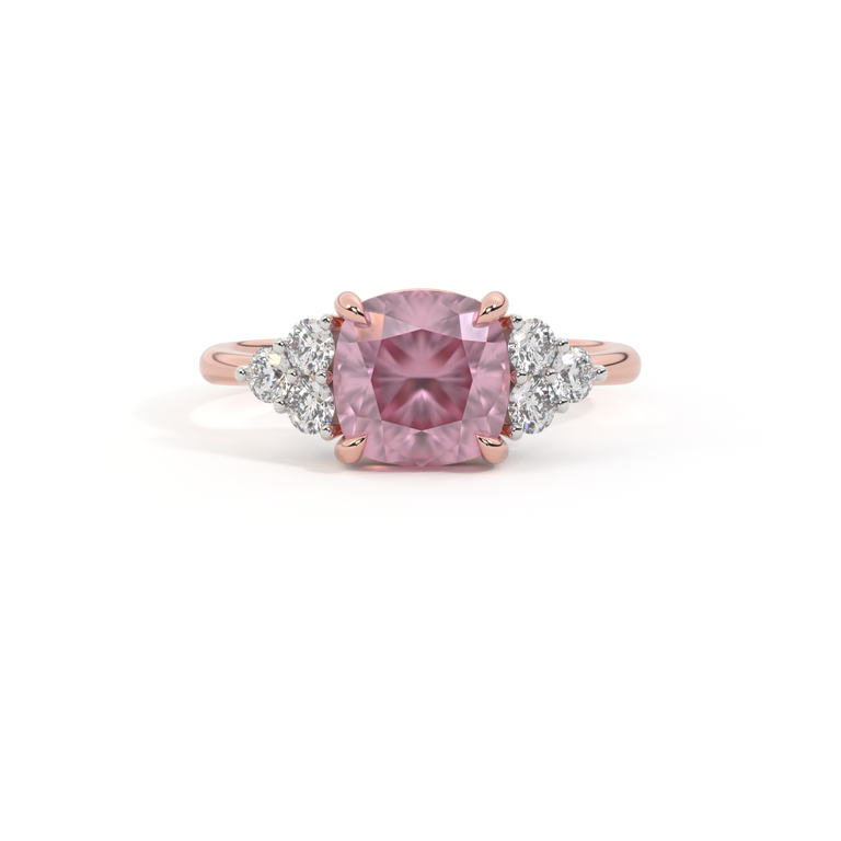 Trefoil Cushion Pink Sapphire 18K Rose Gold Ring