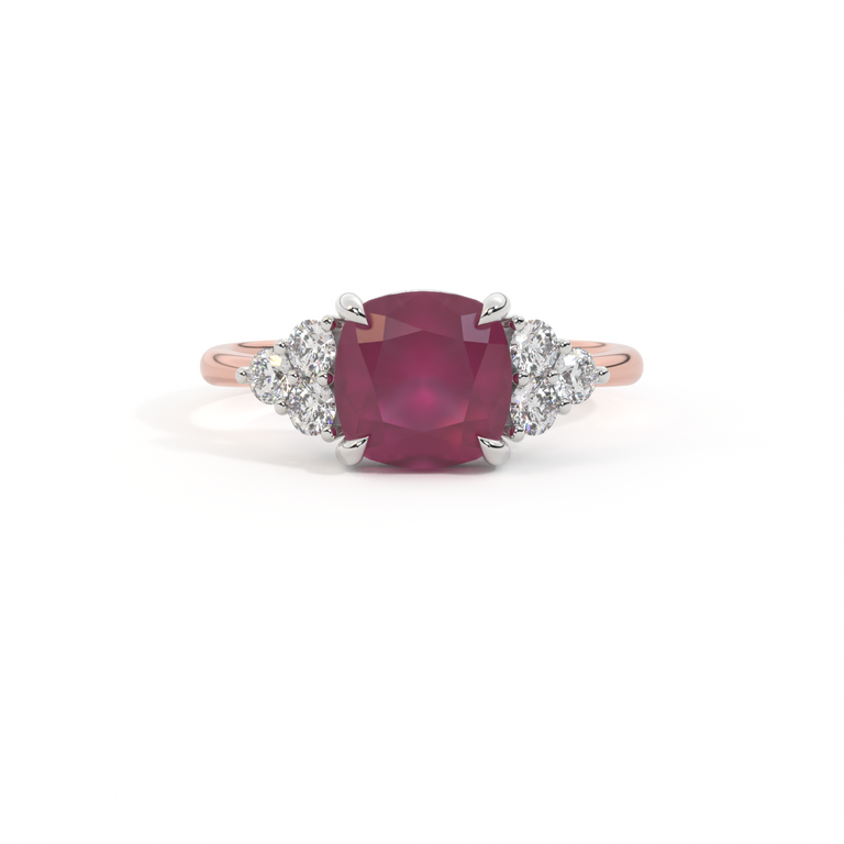 Trefoil Cushion Ruby 18K Rose Gold Ring