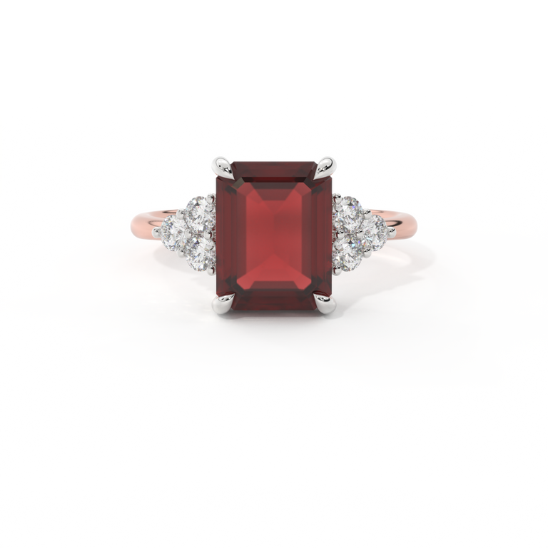 Trefoil Emerald Garnet 18K Rose Gold Ring