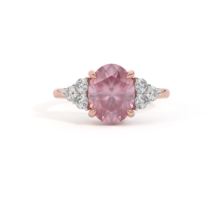 Trefoil Oval Pink Sapphire 18K Rose Gold Ring