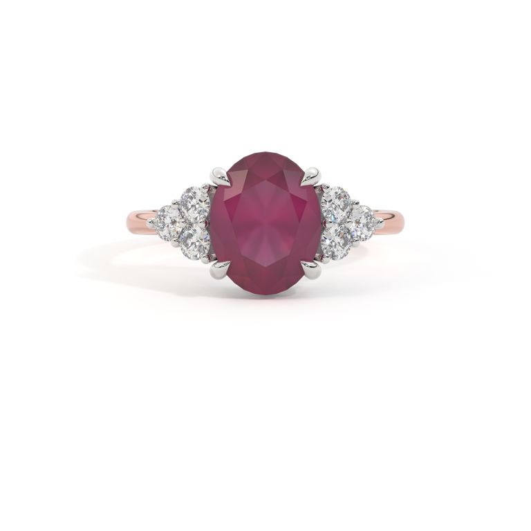 Trefoil Oval Ruby 18K Rose Gold Ring