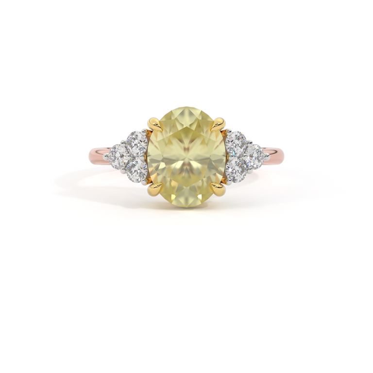Trefoil Oval Yellow Sapphire 18K Rose Gold Ring