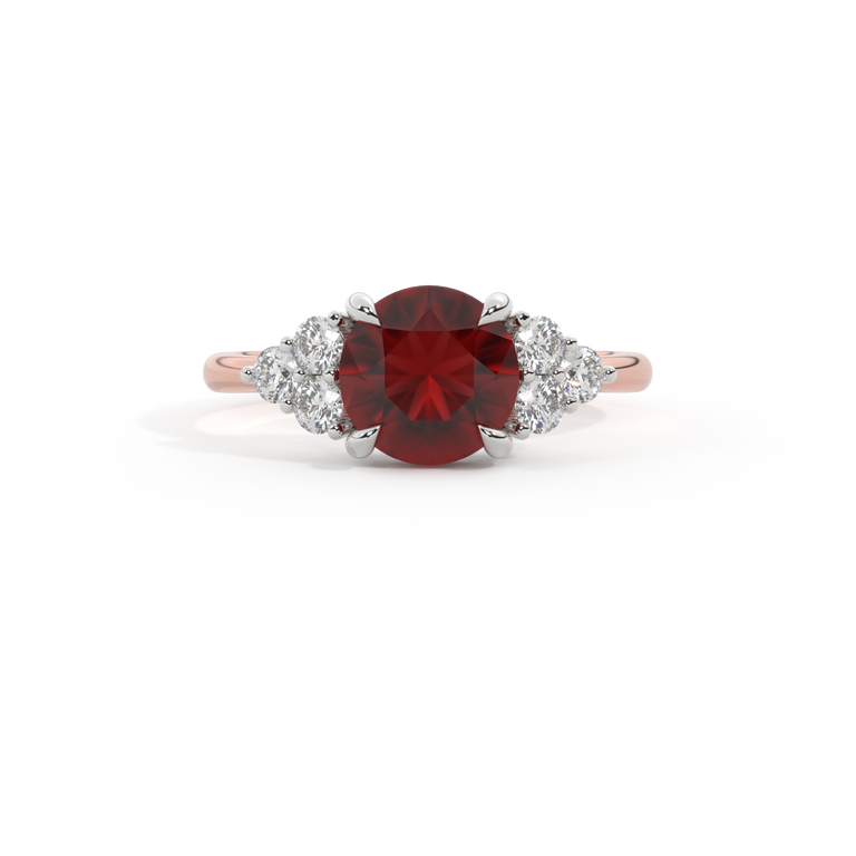 Trefoil Round Garnet 18K Rose Gold Ring