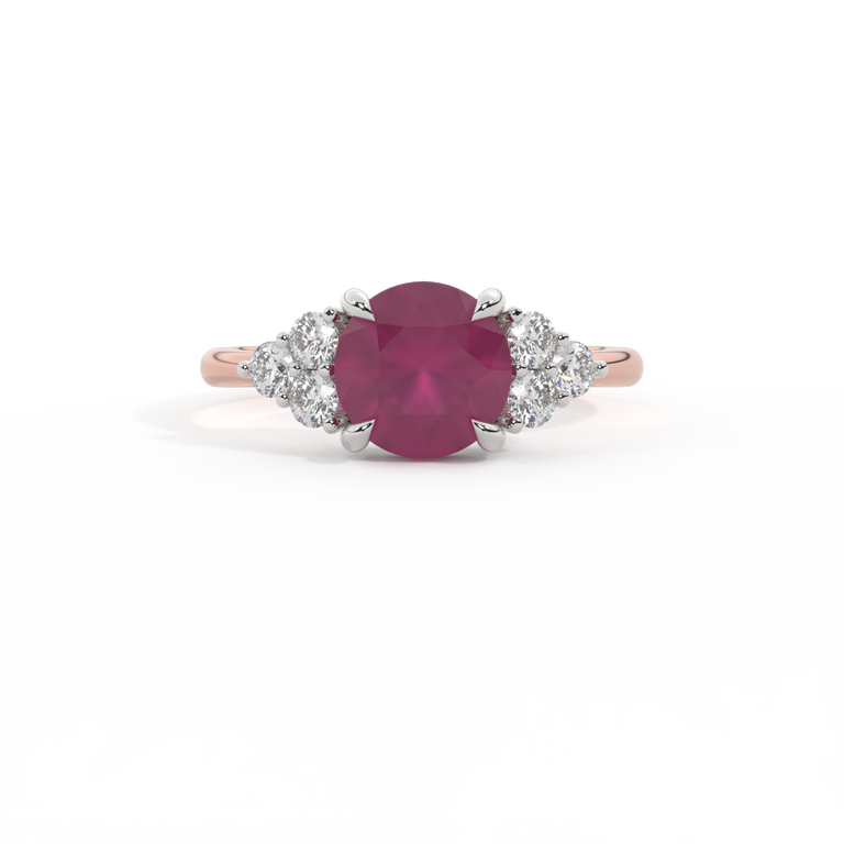 Trefoil Round Ruby 18K Rose Gold Ring
