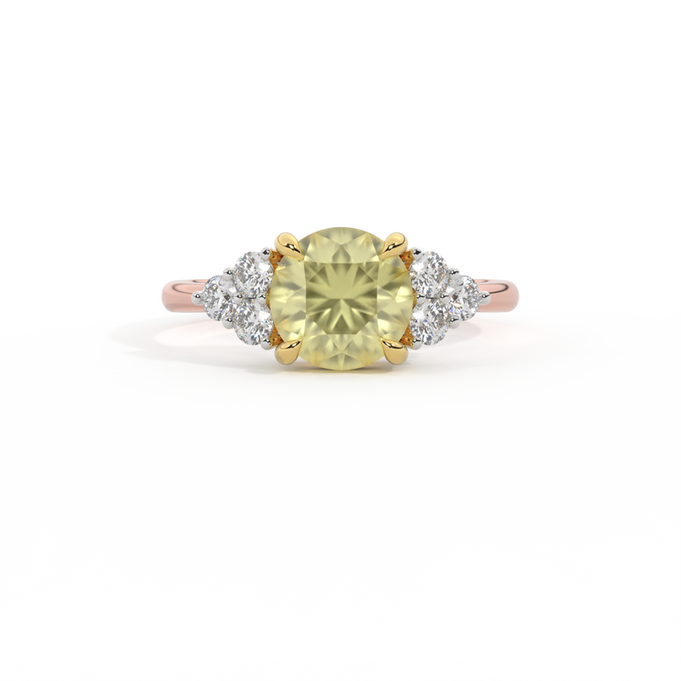 Trefoil Round Yellow Sapphire 18K Rose Gold Ring