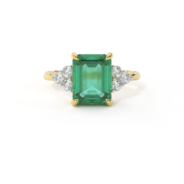 Treasure Box Trefoil Emerald Emerald 18K Yellow Gold Bigger