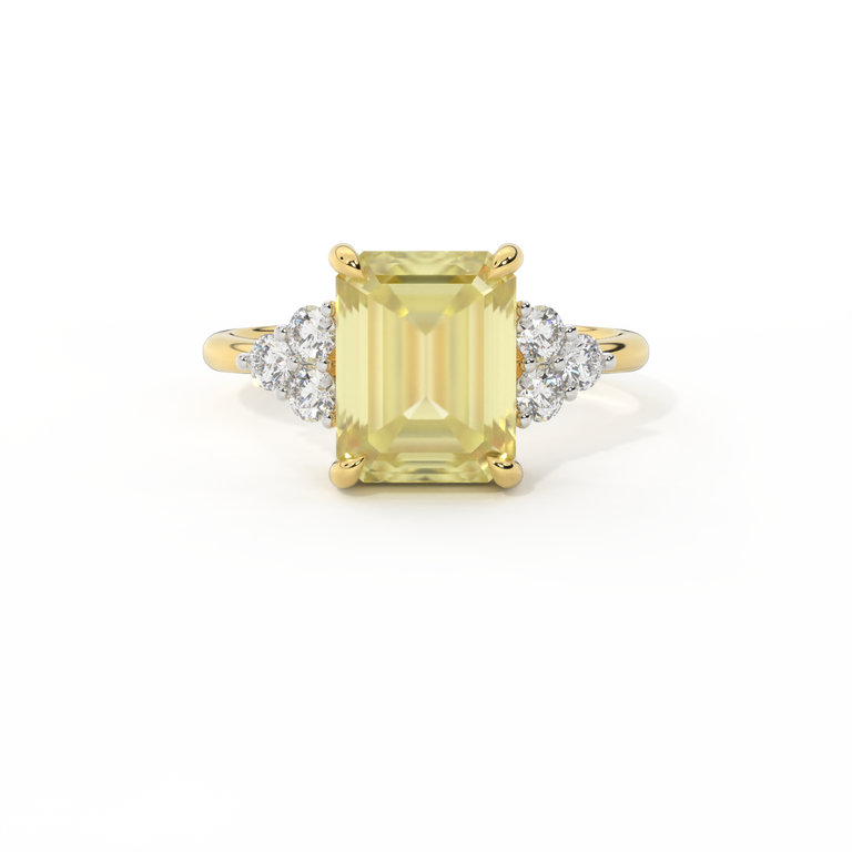 Trefoil Emerald Yellow Sapphire 18K Yellow Gold Ring