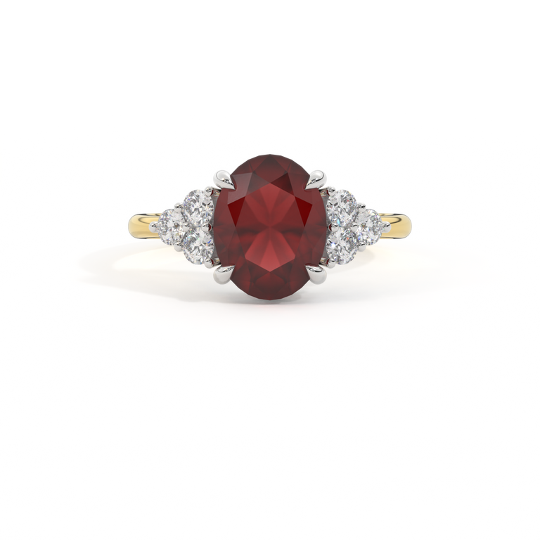 Trefoil Oval Garnet 18K Yellow Gold Ring