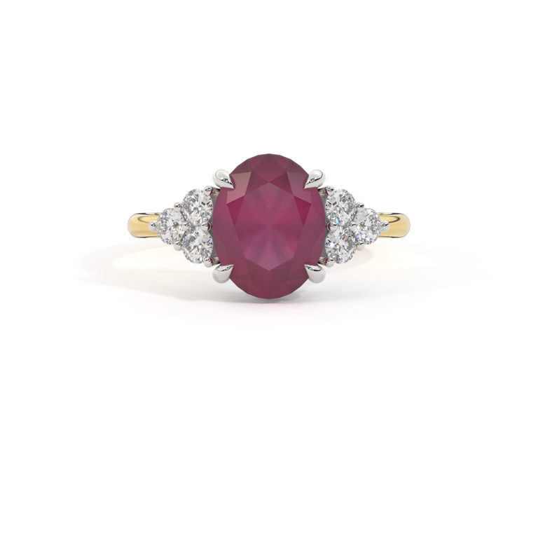 Trefoil Oval Ruby 18K Yellow Gold Ring
